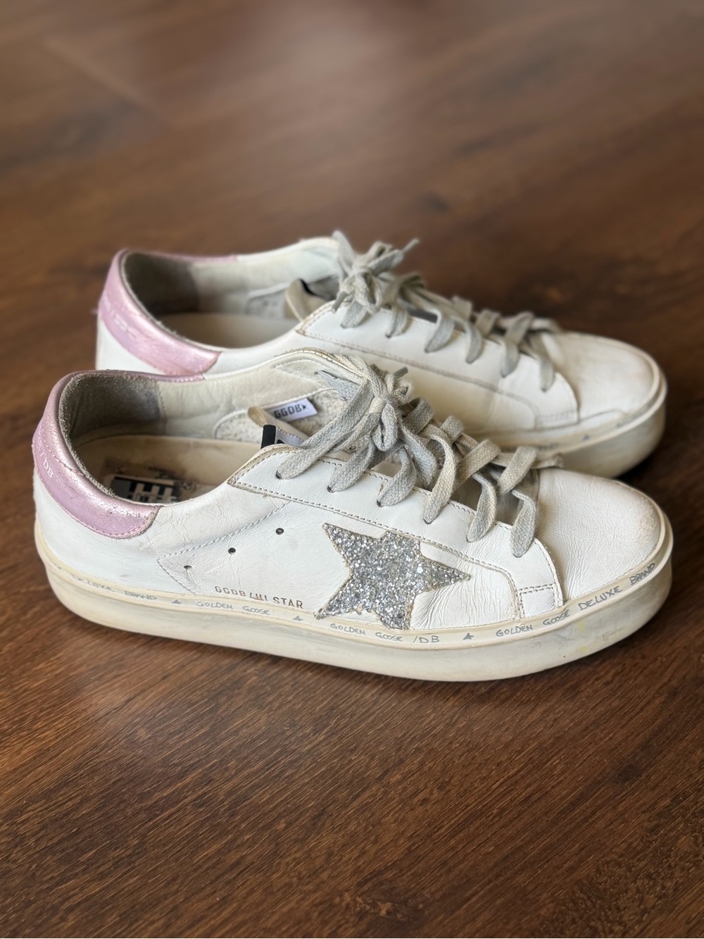 Golden Goose White Leather Platform Sneakers (Hi Star)